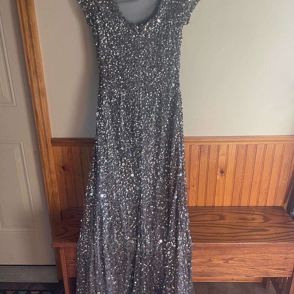 Elegant Gray Sequin Evening Gown
